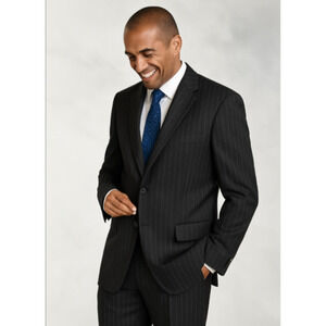 Haspel Cashmere Wool 48L/43W Pinstripe BlazerSuper 100s Black Sport Coat Double